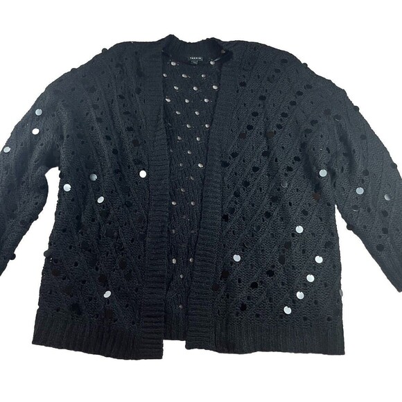 Torrid Sweater Womens Plus 2X Black Sequin Open Front Cardigan Party Romantic - Picture 1 of 7